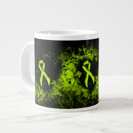 Lime Green Awareness Ribbon Grunge Heart Grote Koffiekop