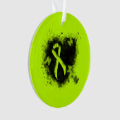Lime Green Awareness Ribbon Grunge Heart Ornament (voorkant)