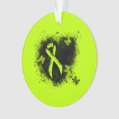 Lime Green Awareness Ribbon Grunge Heart Ornament (voorkant)