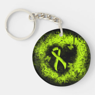 Lime Green Awareness Ribbon Grunge Heart Sleutelhanger