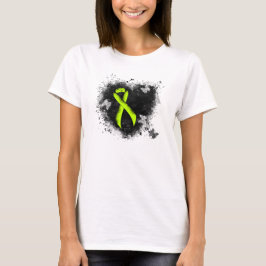 Lime Green Awareness Ribbon Grunge Heart T-shirt