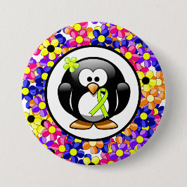 Lime Green Awareness Ribbon Penguin Ronde Button 7,6 Cm
