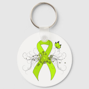 Lime Green Awareness Ribbon with Butterfly Sleutelhanger