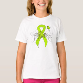 Lime Green Awareness Ribbon with Butterfly T-shirt