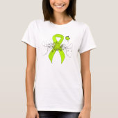 Lime Green Awareness Ribbon with Butterfly T-shirt (Voorkant)