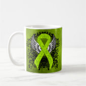 Lime Green Awareness Ribbon with Wings Koffiemok (Links)