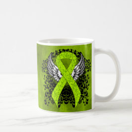 Lime Green Awareness Ribbon with Wings Koffiemok