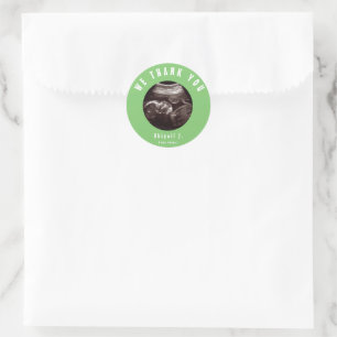 Lime Green Baby shower Ultrasound Dank u Ronde Sticker