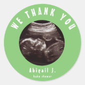 Lime Green Baby shower Ultrasound Dank u Ronde Sticker (Voorkant)
