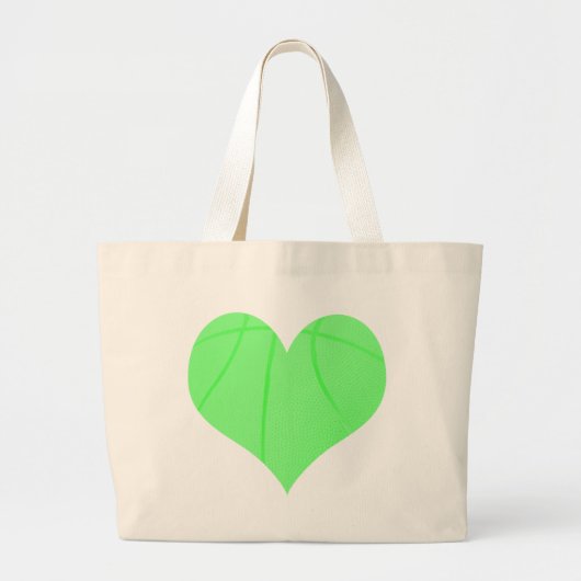 Lime Green Basketball Grote Tote Bag (Voorkant)