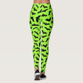 Lime Green Bat Pattern Halloween Leggings (Achterkant)