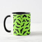 Lime Green Bat Pattern Halloween Mok (Links)