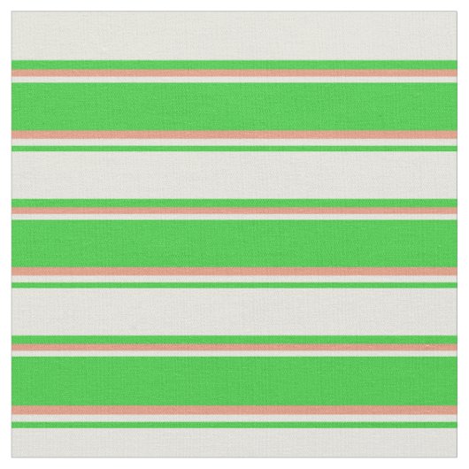Lime Green, Beige en Donkere zalm Lond Pattern Stof (Close Up)