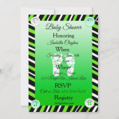 Lime Green & Black Boy Baby Douche Uitnodigingen (Achterkant)