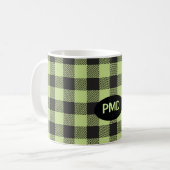 Lime Green Black Buffalo Plays Monogram Koffiemok (Voorkant links)