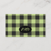 Lime Green Black Buffalo Pset Check Monogram Visitekaartje (Achterkant)