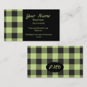 Lime Green Black Buffalo Pset Check Monogram Visitekaartje (Voorkant / Achterkant)