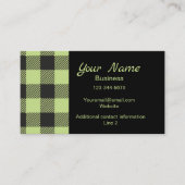 Lime Green Black Buffalo Pset Check Monogram Visitekaartje (Voorkant)