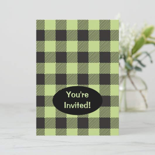 Lime Green Black Buffalo Pset Check Trendy Kaart (Staand voorkant)