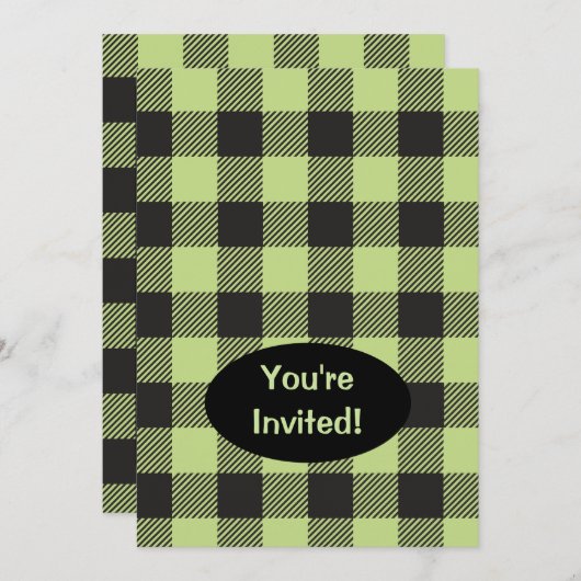 Lime Green Black Buffalo Pset Check Trendy Kaart (Voorkant / Achterkant)