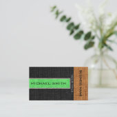 Lime Green & Black Burlap Linen Rustic Jute Visitekaartje (Staand voorkant)