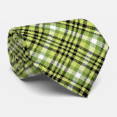Lime Green Black Chic Modern Tartan Trendy Patroon Stropdas (Opgerold)