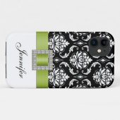 Lime Green Black Damask iPhone 5 Hoesje (Achterkant (horizontaal))