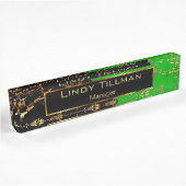 Lime Green, Black en Gold Marble-design Naambordje