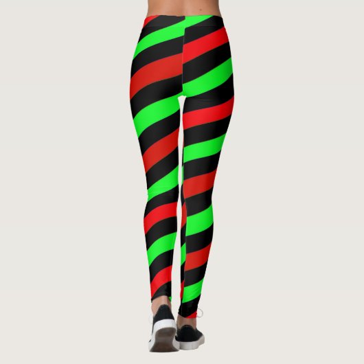 Lime Green Black en Red Stripes Leggings (Achterkant)
