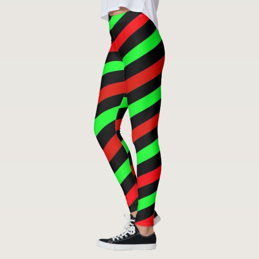 Lime Green Black en Red Stripes Leggings (Links)