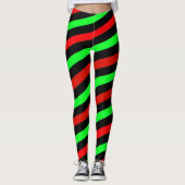Lime Green Black en Red Stripes Leggings (Voorkant)