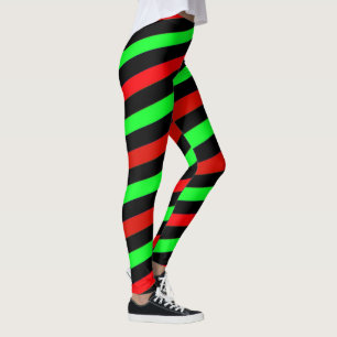 Lime Green Black en Red Stripes Leggings