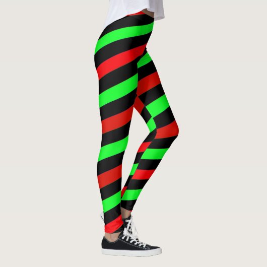 Lime Green Black en Red Stripes Leggings (Rechts)