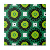 Lime Green Black en White Mosaic Geometric Pattern Tegeltje (Voorkant)