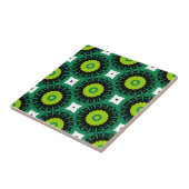 Lime Green Black en White Mosaic Geometric Pattern Tegeltje (Zijkant)
