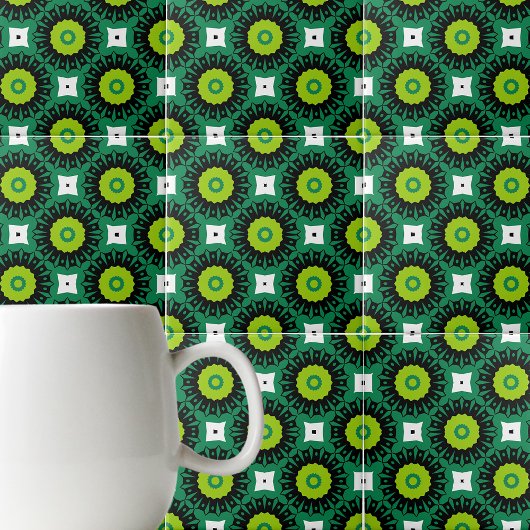 Lime Green Black en White Mosaic Geometric Pattern Tegeltje