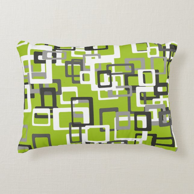 Lime Green Black Grey White Geometric Sierkussen Decoratief Kussen (Voorkant)