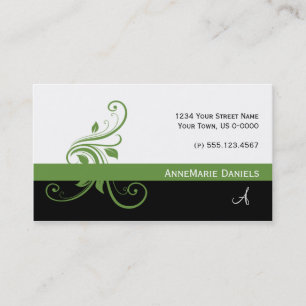 Lime Green Black Lime Green Floral Swirls Visitekaartje