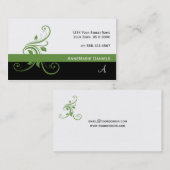 Lime Green Black Lime Green Floral Swirls Visitekaartje (Voorkant / Achterkant)