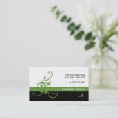 Lime Green Black Lime Green Floral Swirls Visitekaartje (Staand voorkant)