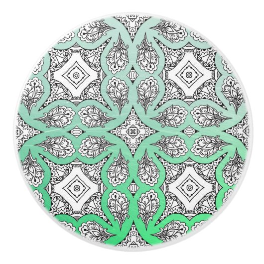 Lime Green Black Mandala Decoratief Keramische Knop (Voorkant)