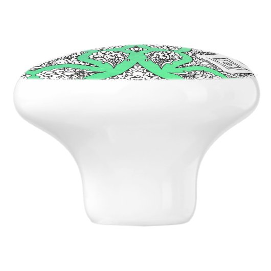 Lime Green Black Mandala Decoratief Keramische Knop (Zijkant)