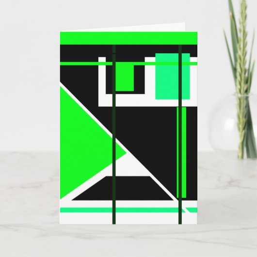 Lime Green Black op White Geometric Abstract Kaart (Voorkant)