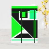Lime Green Black op White Geometric Abstract Kaart (Gele Bloem)