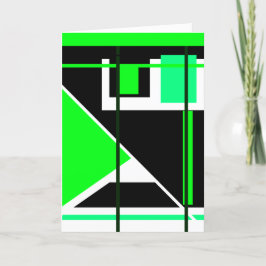 Lime Green Black op White Geometric Abstract Kaart