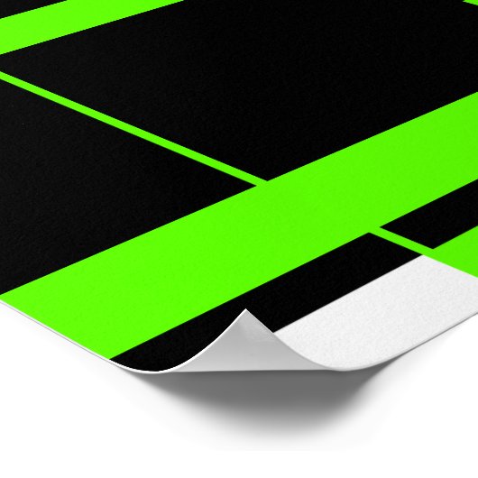 Lime Green Black op wit Abstract MCM-achtig design Poster (Hoek)