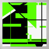 Lime Green Black op wit Abstract MCM-achtig design Poster (Voorkant)