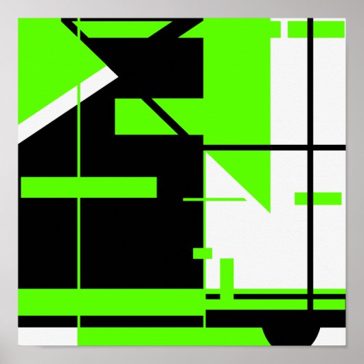 Lime Green Black op wit Abstract MCM-achtig design Poster (Voorkant)