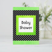 Lime Green & Black Polka Dot Baby shower Uitnodigi Kaart (Staand voorkant)