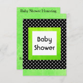 Lime Green & Black Polka Dot Baby shower Uitnodigi Kaart (Voorkant / Achterkant)
